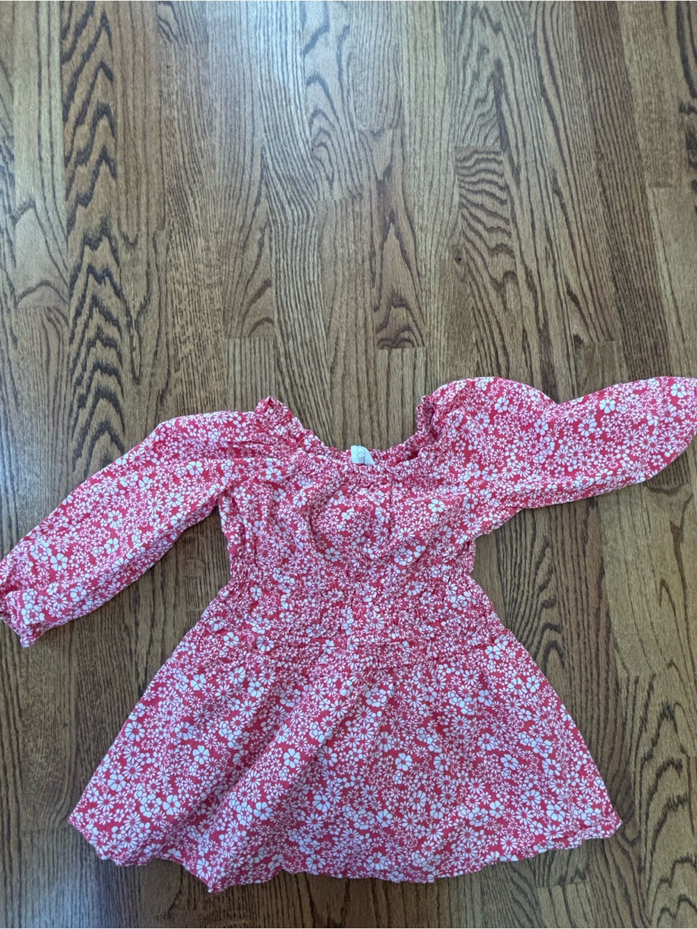 J. Crew Crewcuts - Red and White Floral Smocked Girls Dress - 5T